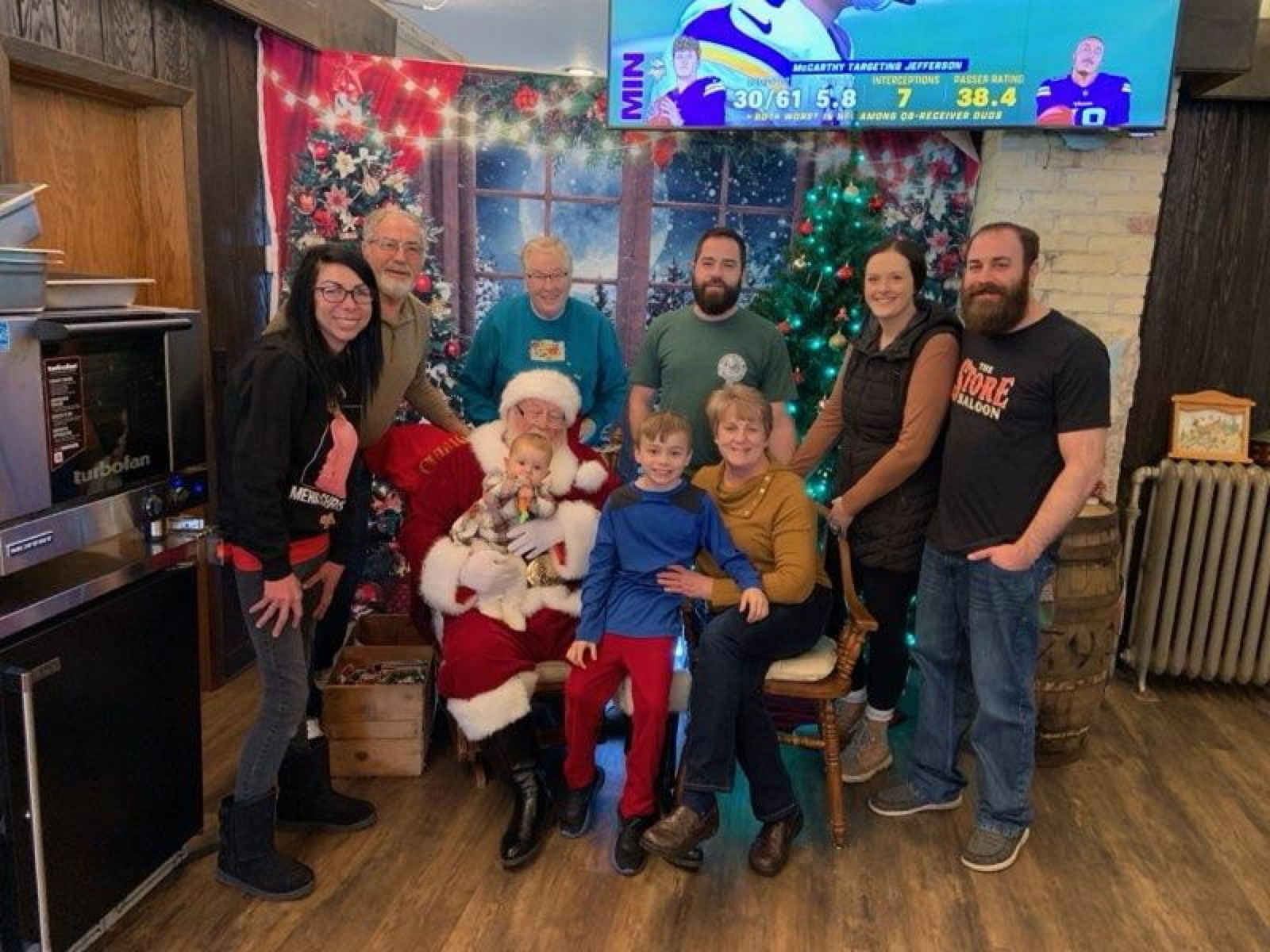 A family photo with Santa